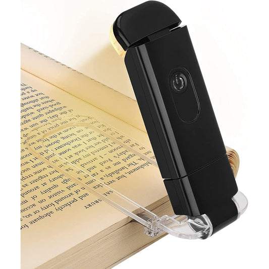 Rechargeable Book Light for Reading in Bed, Warm White, Adjustable Brightness for Eye Protection, LED Clip-On Reading Light for Kids, Portable Bookmark Lamp