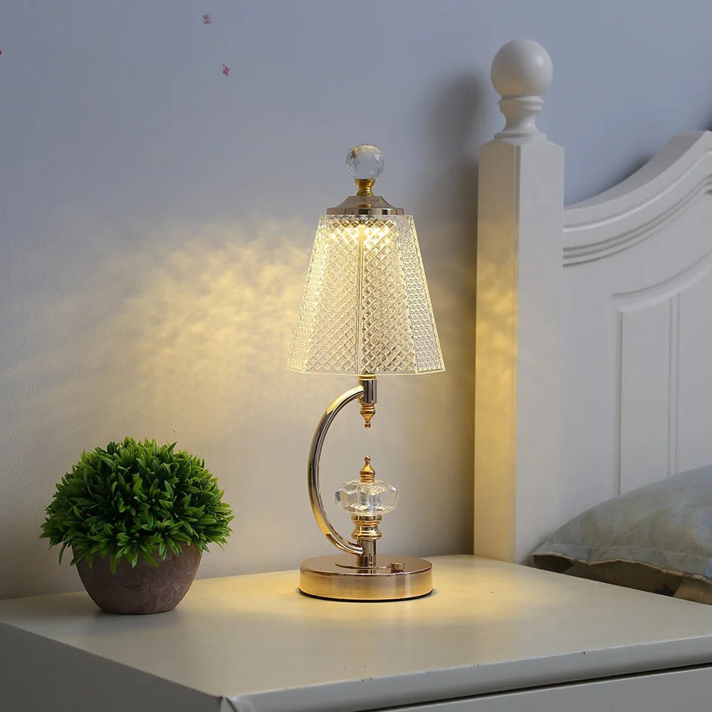 Frendorf Gold Crystal Table Lamp with Dimming Feature
