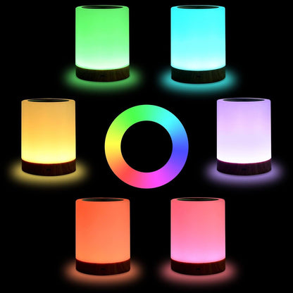 Kreative Holzmaserung Night Light Rechargeable Atmosphere Lamp
