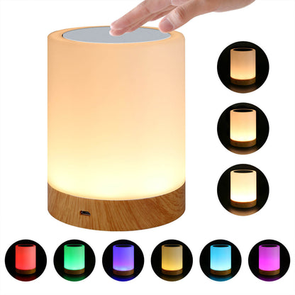 Kreative Holzmaserung Night Light Rechargeable Atmosphere Lamp