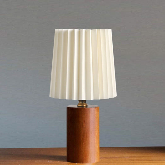 Vintage Column Table Lamp with Solid Wood Base, 1-Light