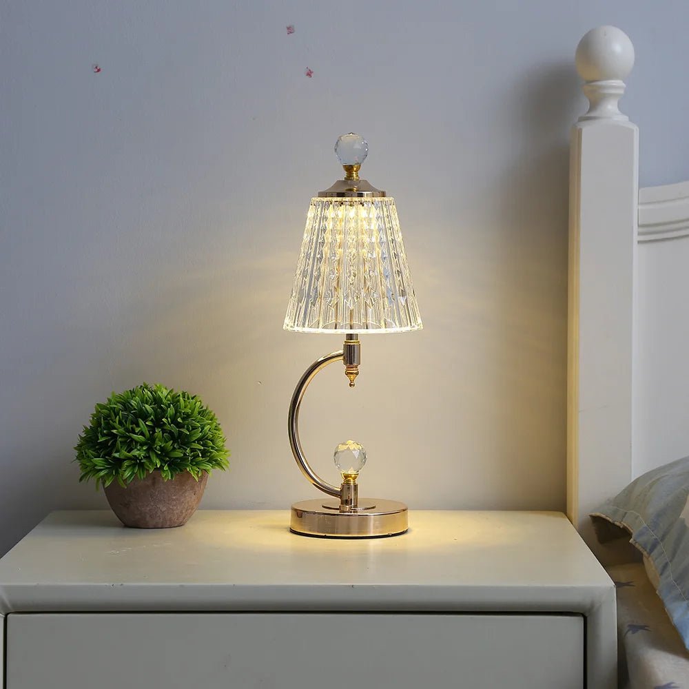 Frendorf Gold Crystal Table Lamp with Dimming Feature
