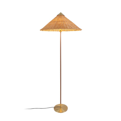 Tynell Floor Lamp with Rattan Shade and LED Bulb