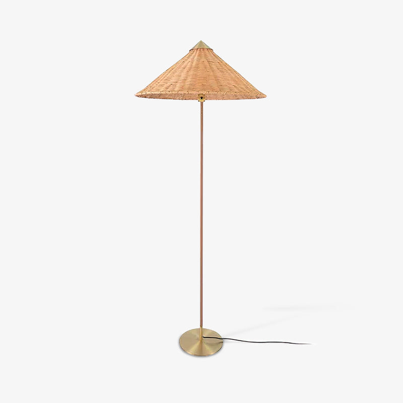 Tynell Floor Lamp with Rattan Shade and LED Bulb