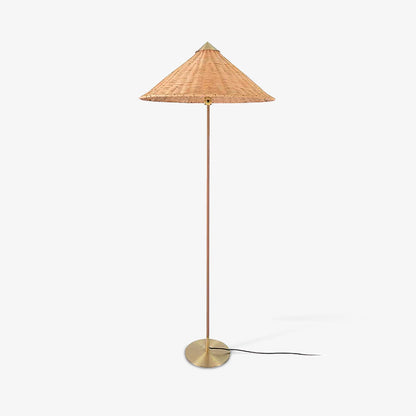 Tynell Floor Lamp with Rattan Shade and LED Bulb