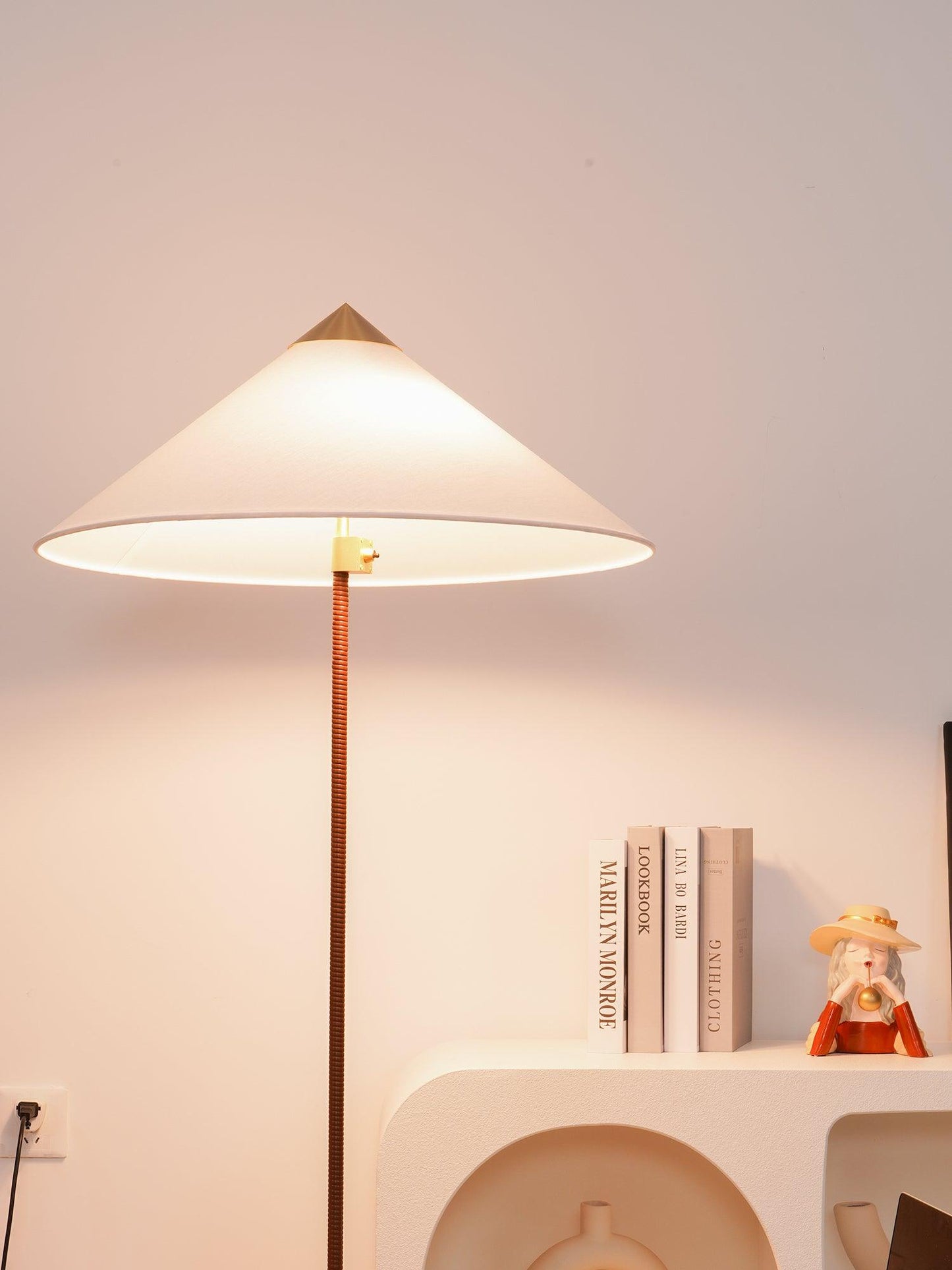 Tynell Floor Lamp with Rattan Shade and LED Bulb