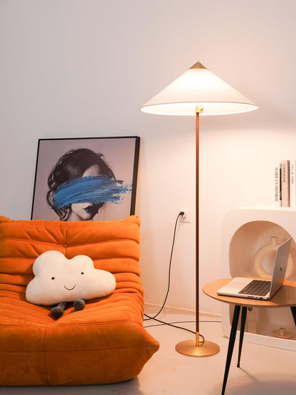 Tynell Floor Lamp with Rattan Shade and LED Bulb