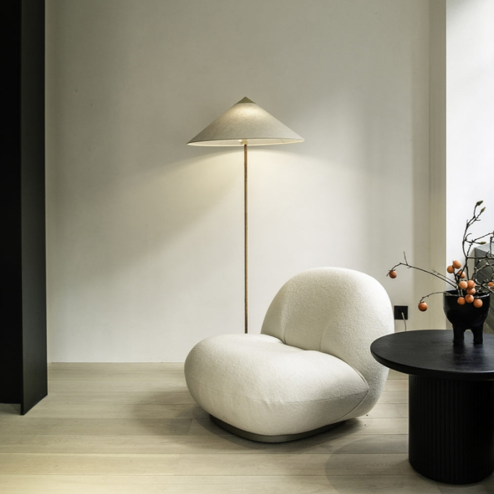 Tynell Floor Lamp with Rattan Shade and LED Bulb