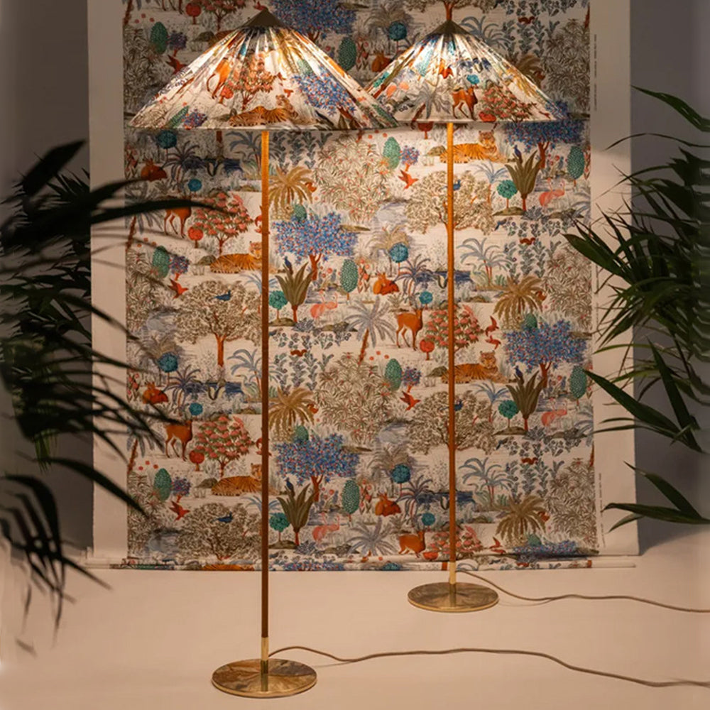 Tynell Floor Lamp with Rattan Shade and LED Bulb