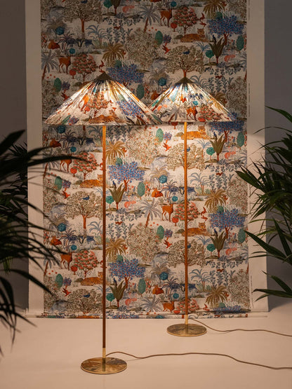 Tynell Floor Lamp with Rattan Shade and LED Bulb