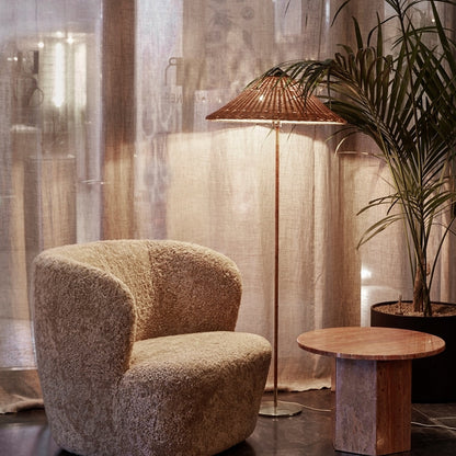 Tynell Floor Lamp with Rattan Shade and LED Bulb