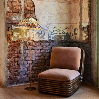 Tynell Floor Lamp with Rattan Shade and LED Bulb