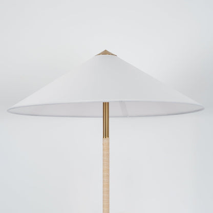 Tynell Floor Lamp with Rattan Shade and LED Bulb