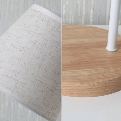 Nordic Minimalist Cone Linen Shade Wooden Base Table Lamp