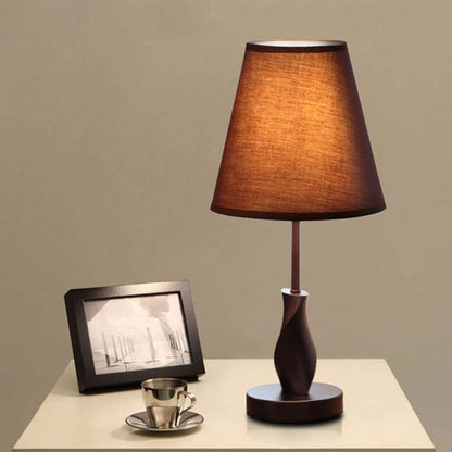 Moderne Minimalistische Solid Wood Fabric 1-Light Table Lamp