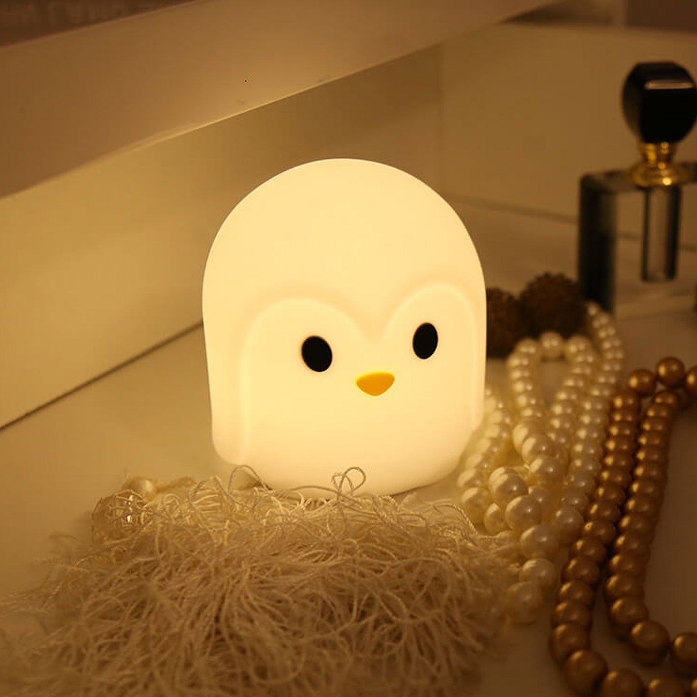 Kreative Bunte Penguin Silicone LED Desk Lamp - USB Rechargeable