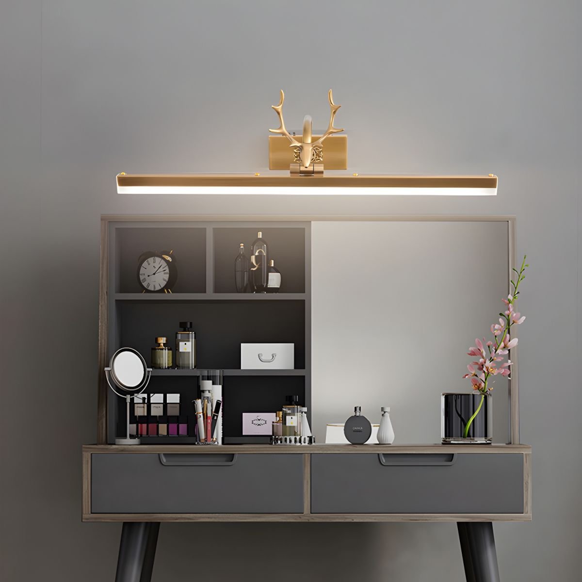Adelaide Antler Wall Lamp LED Rustic Design Gold Finish