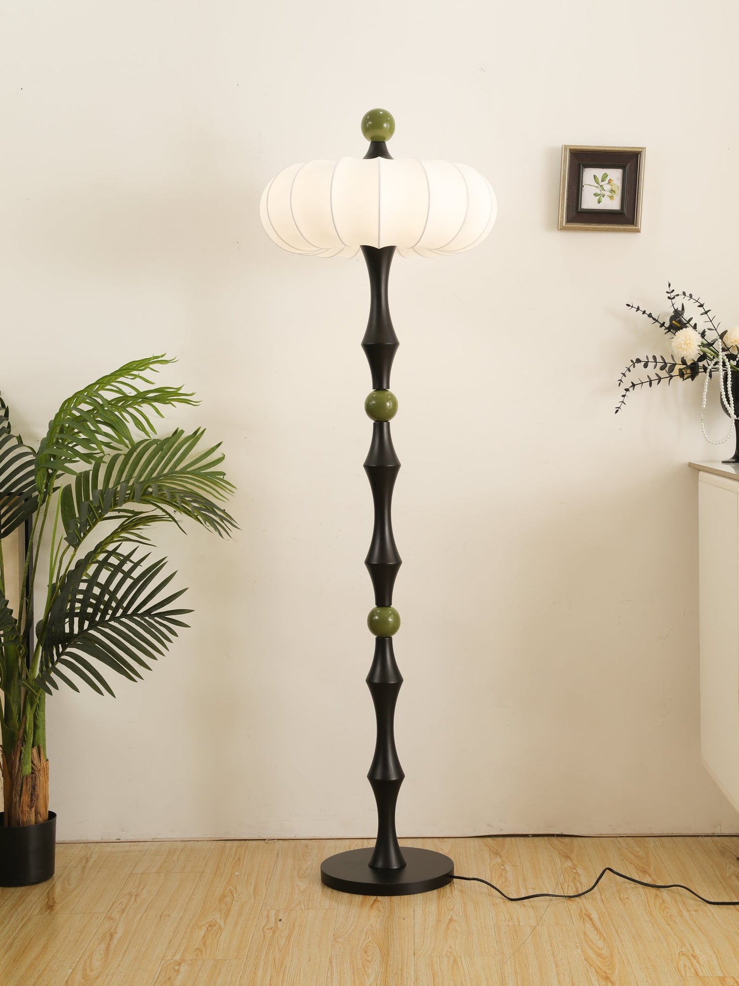 Adesso Orchard Floor Lamp with Silk Shade and LED Bulb