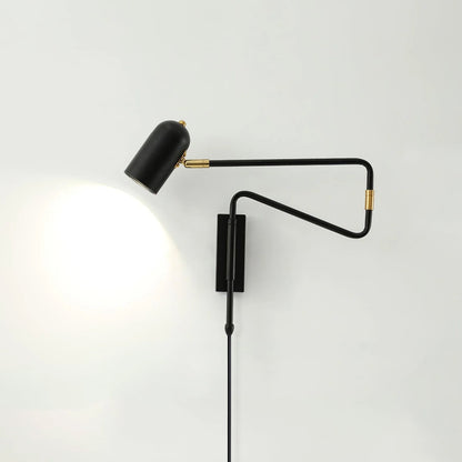 Adjustable Arm Plug In Wall Lamp with Rotatable Shade