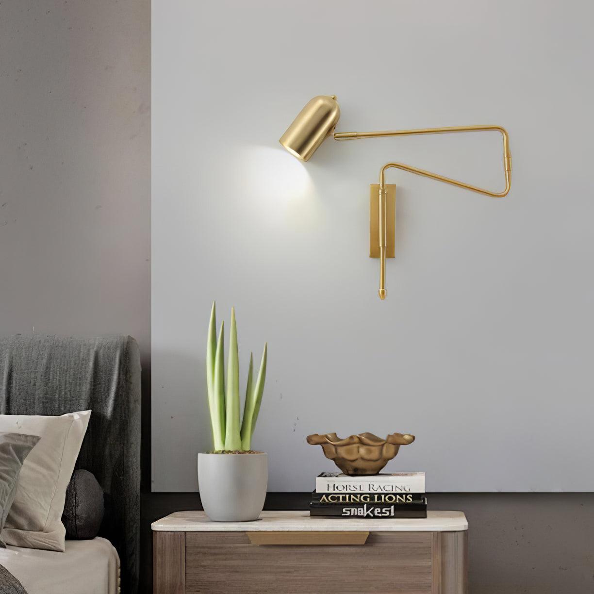 Adjustable Arm Reading Wall Lamp with LED, Black or Gold