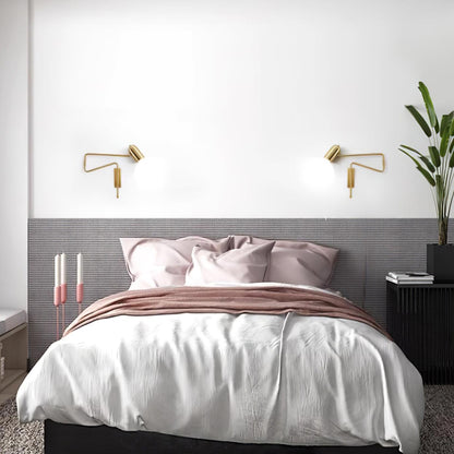 Adjustable Arm Plug In Wall Lamp with Rotatable Shade