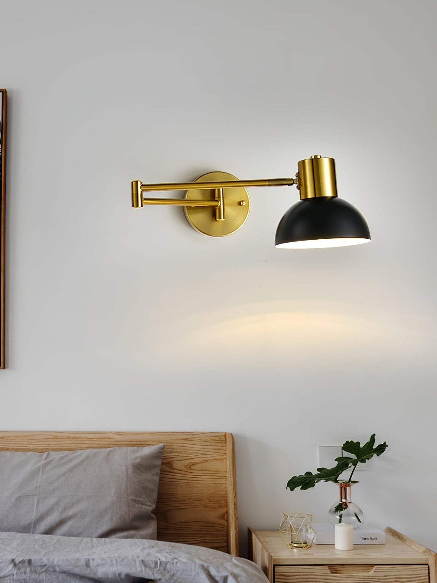 Adjustable Arm Plug In Wall Lamp with Rotatable Shade