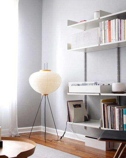 Rice Paper Floor Lamp - Indoor LED Lantern Design, Black