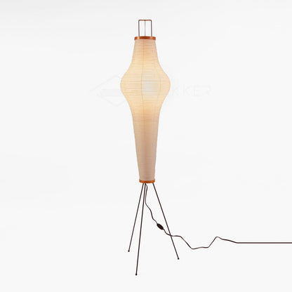 Rice Paper Floor Lamp - Indoor LED Lantern Design, Black