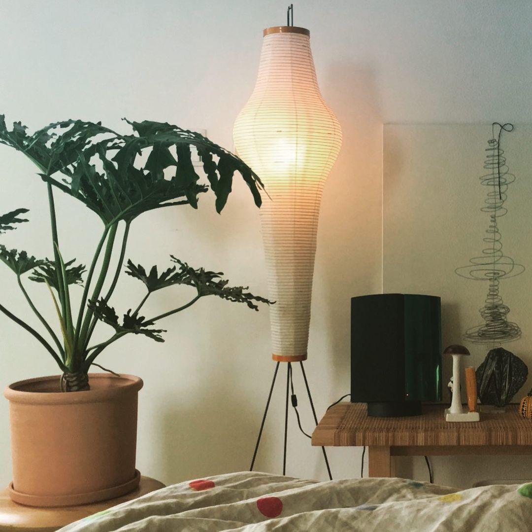 Rice Paper Floor Lamp - Indoor LED Lantern Design, Black