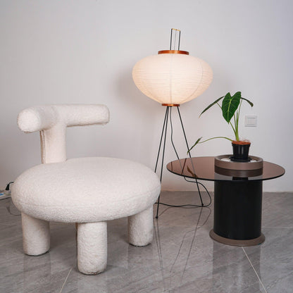 Rice Paper Floor Lamp - Indoor LED Lantern Design, Black