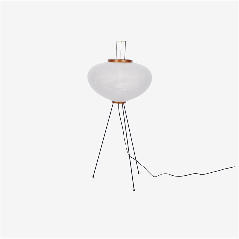 Rice Paper Floor Lamp - Indoor LED Lantern Design, Black