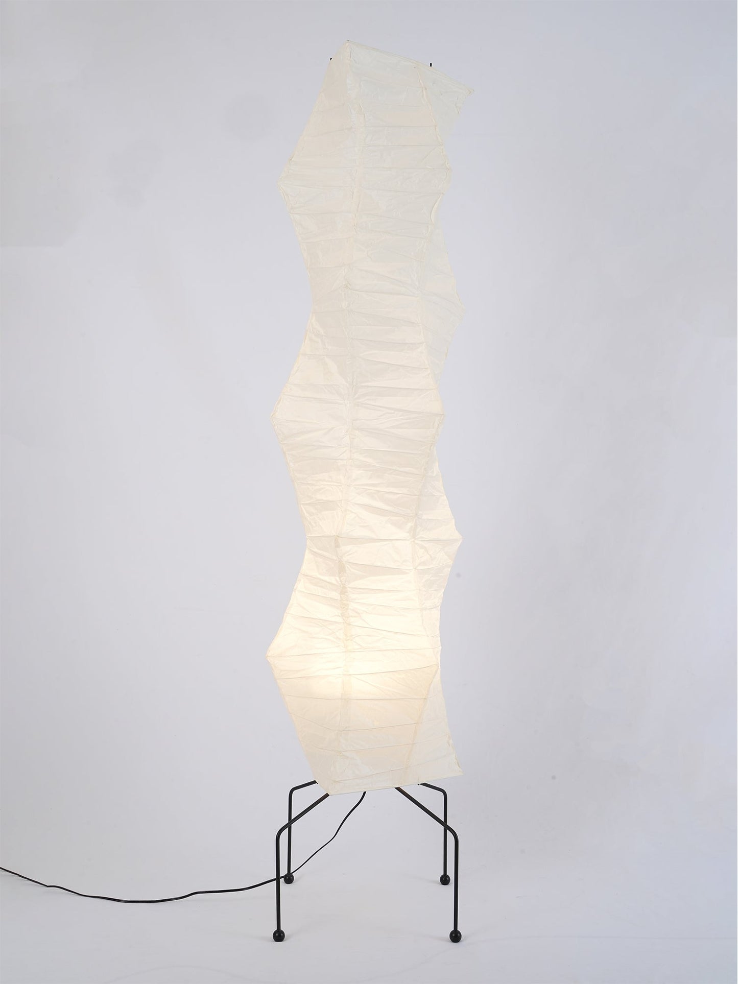 Rice Paper Floor Lamp - Indoor LED Lantern Design, Black