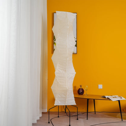 Rice Paper Floor Lamp - Indoor LED Lantern Design, Black
