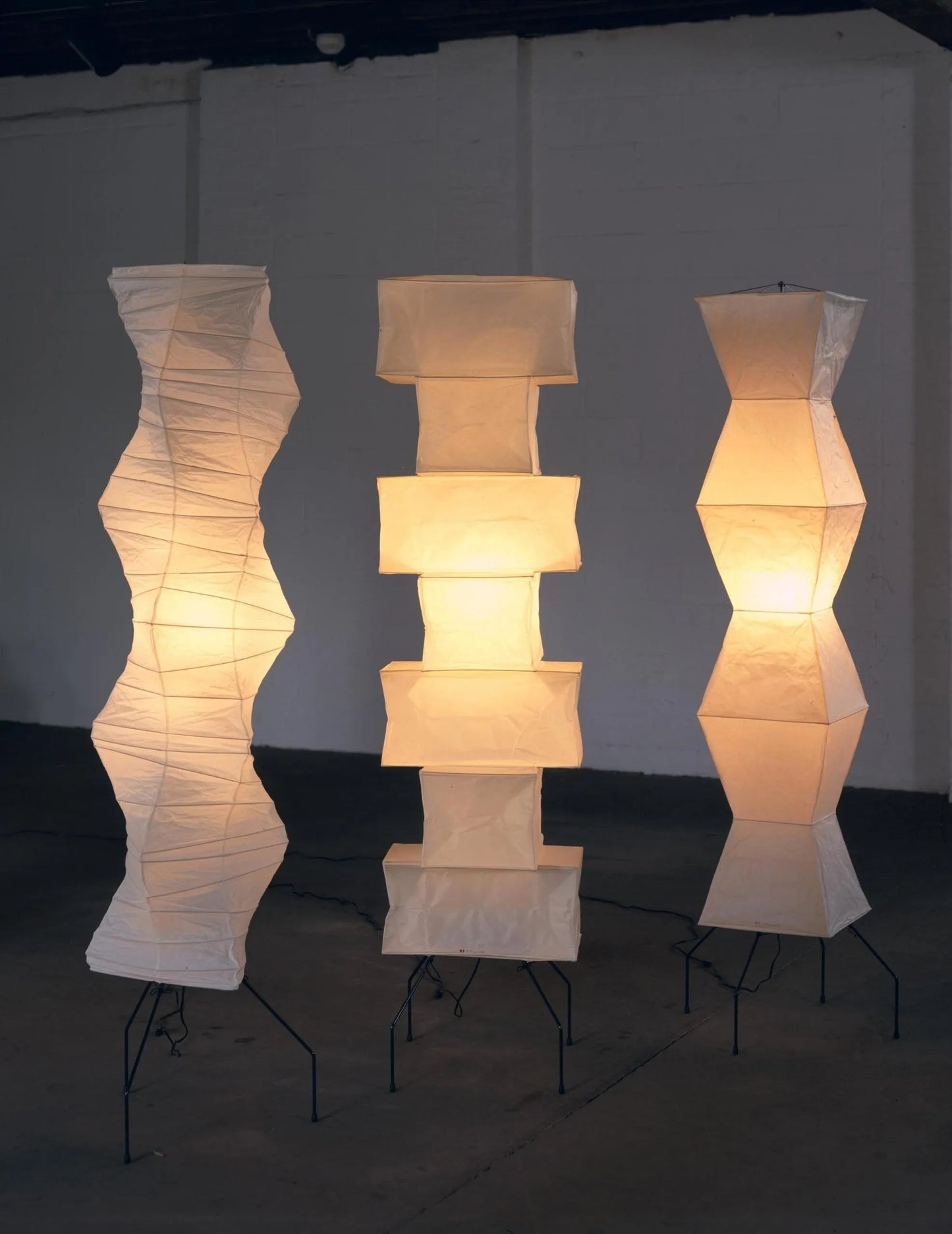 Rice Paper Floor Lamp - Indoor LED Lantern Design, Black
