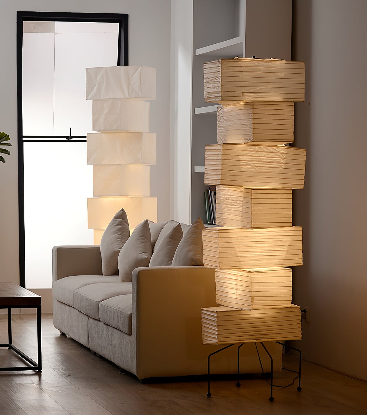 Lana Stacked Floor Lamp - Modern LED Lighting, White Shade
