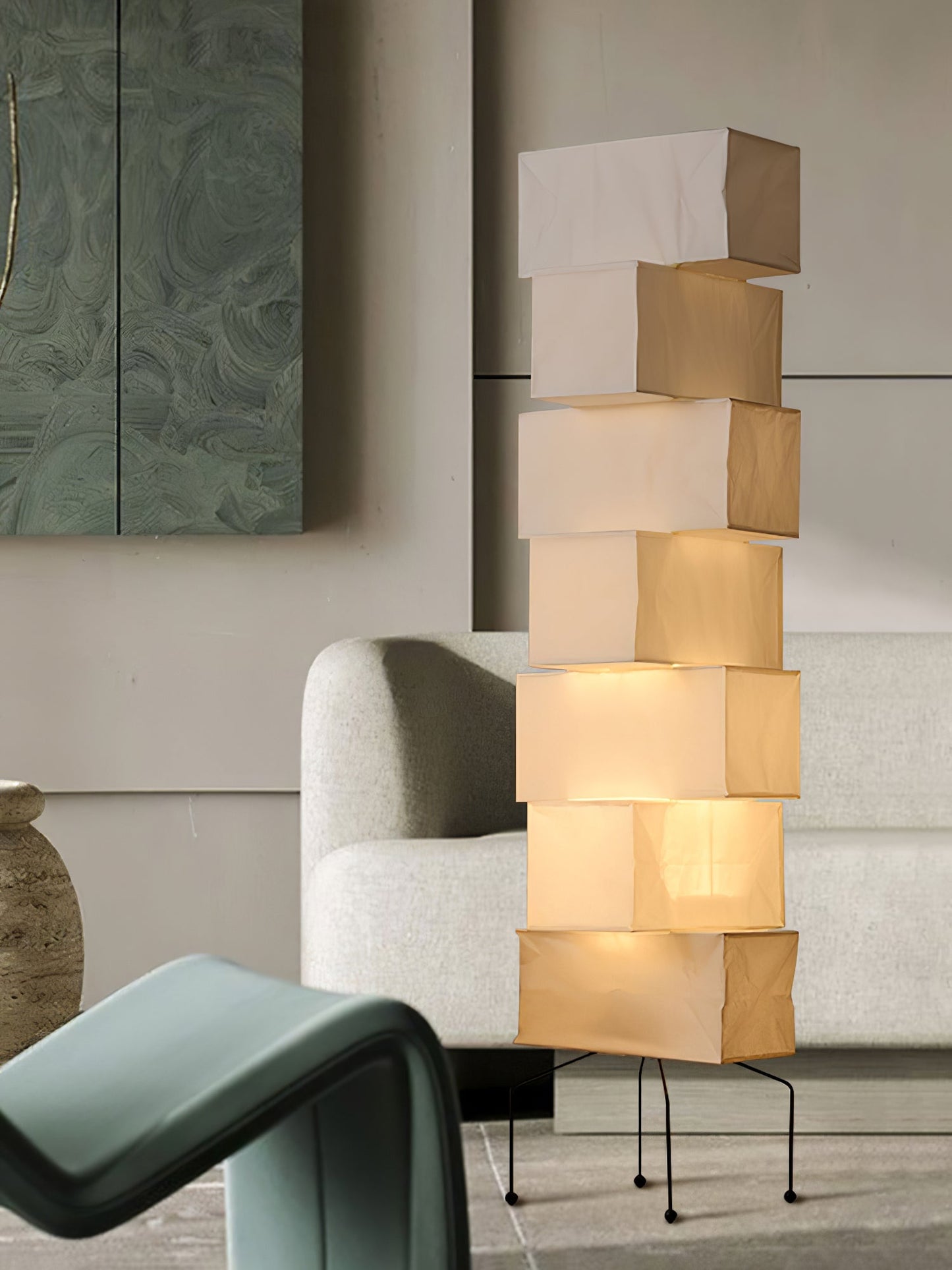 Lana Stacked Floor Lamp - Modern LED Lighting, White Shade