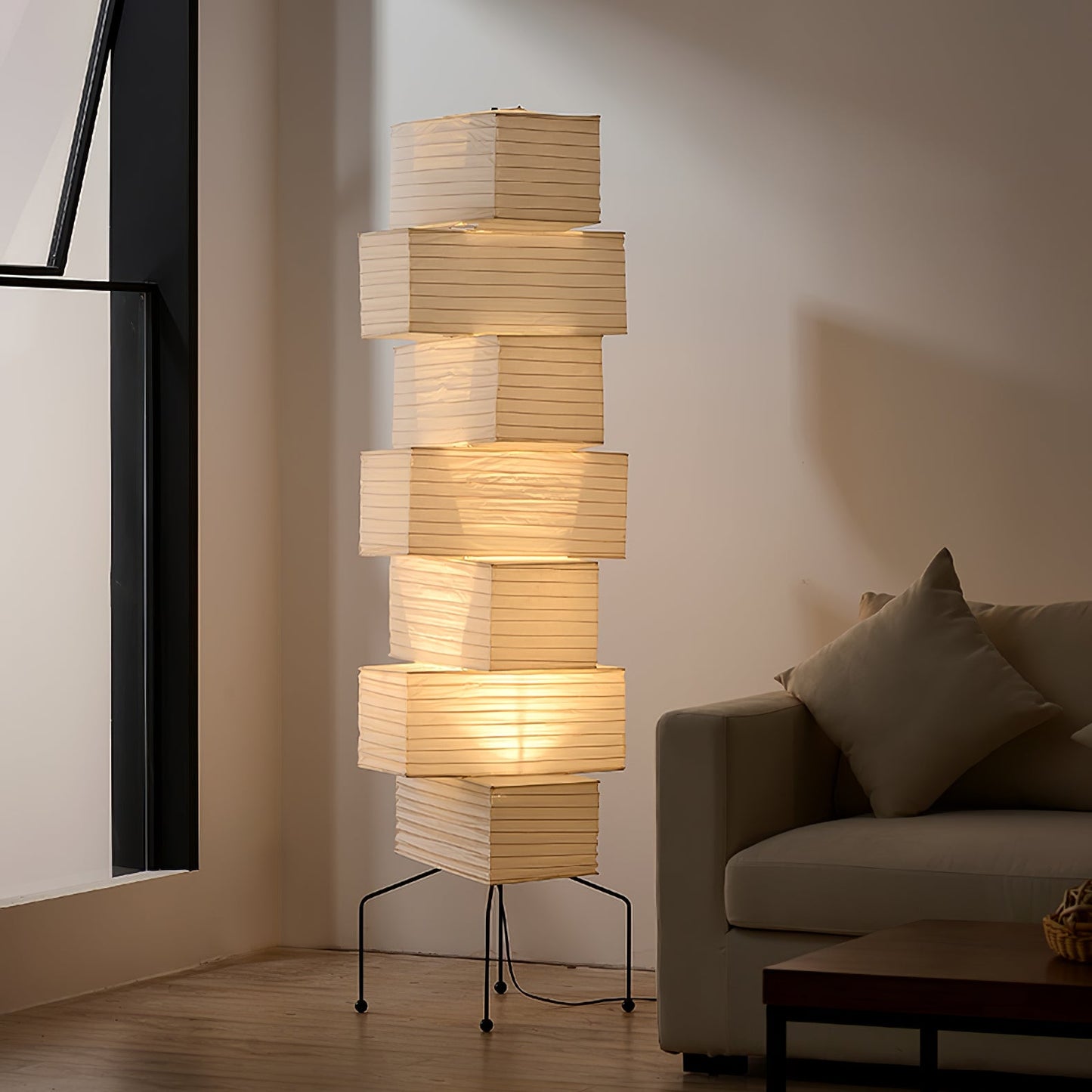 Lana Stacked Floor Lamp - Modern LED Lighting, White Shade