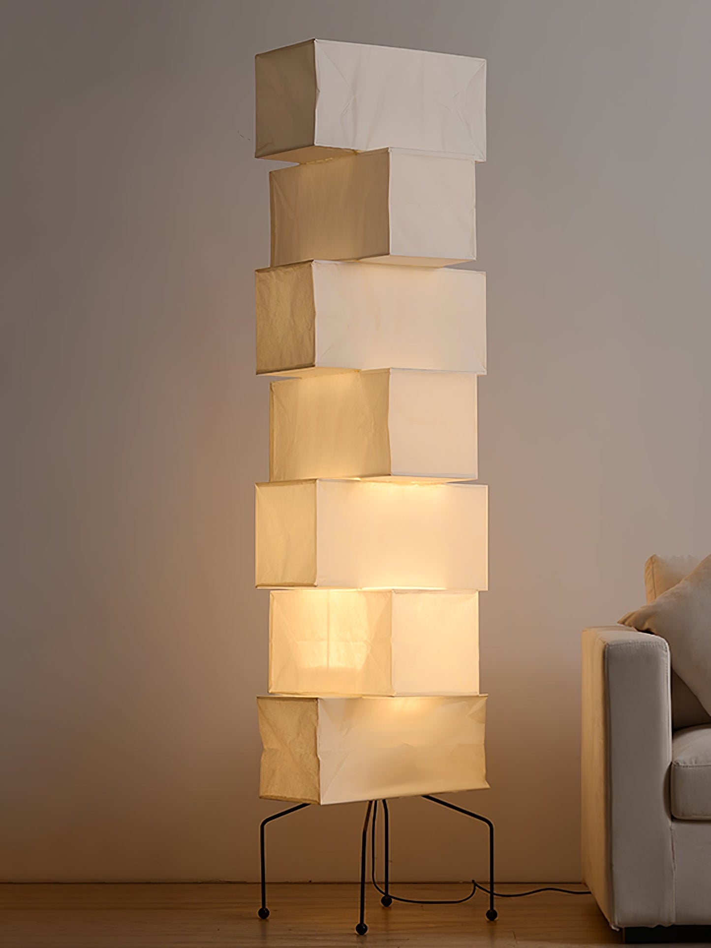 Lana Stacked Floor Lamp - Modern LED Lighting, White Shade