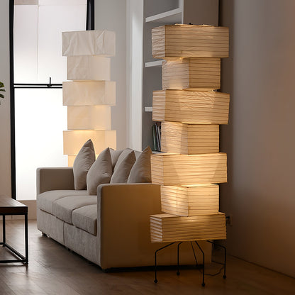 Lana Stacked Floor Lamp - Modern LED Lighting, White Shade