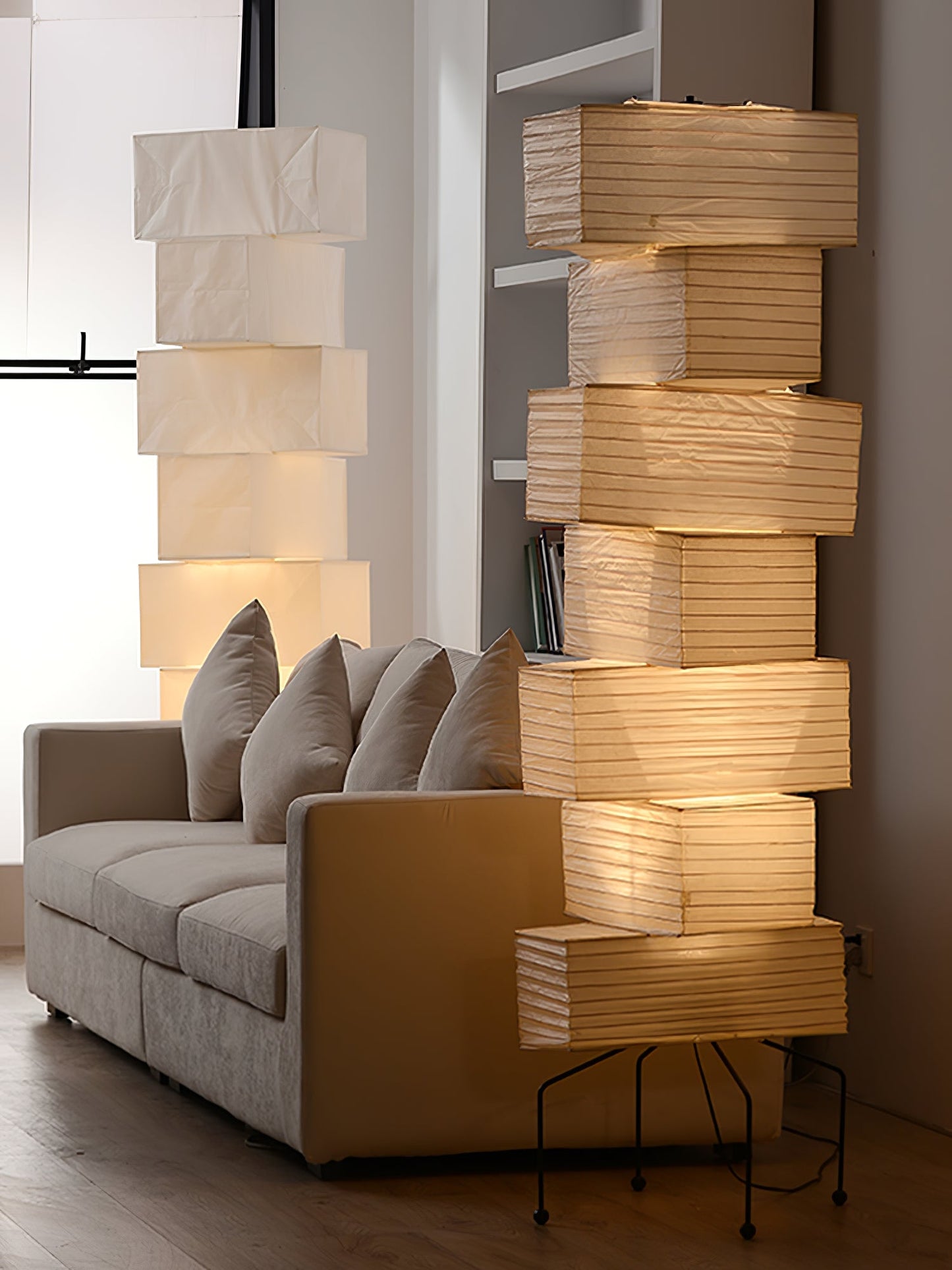 Lana Stacked Floor Lamp - Modern LED Lighting, White Shade