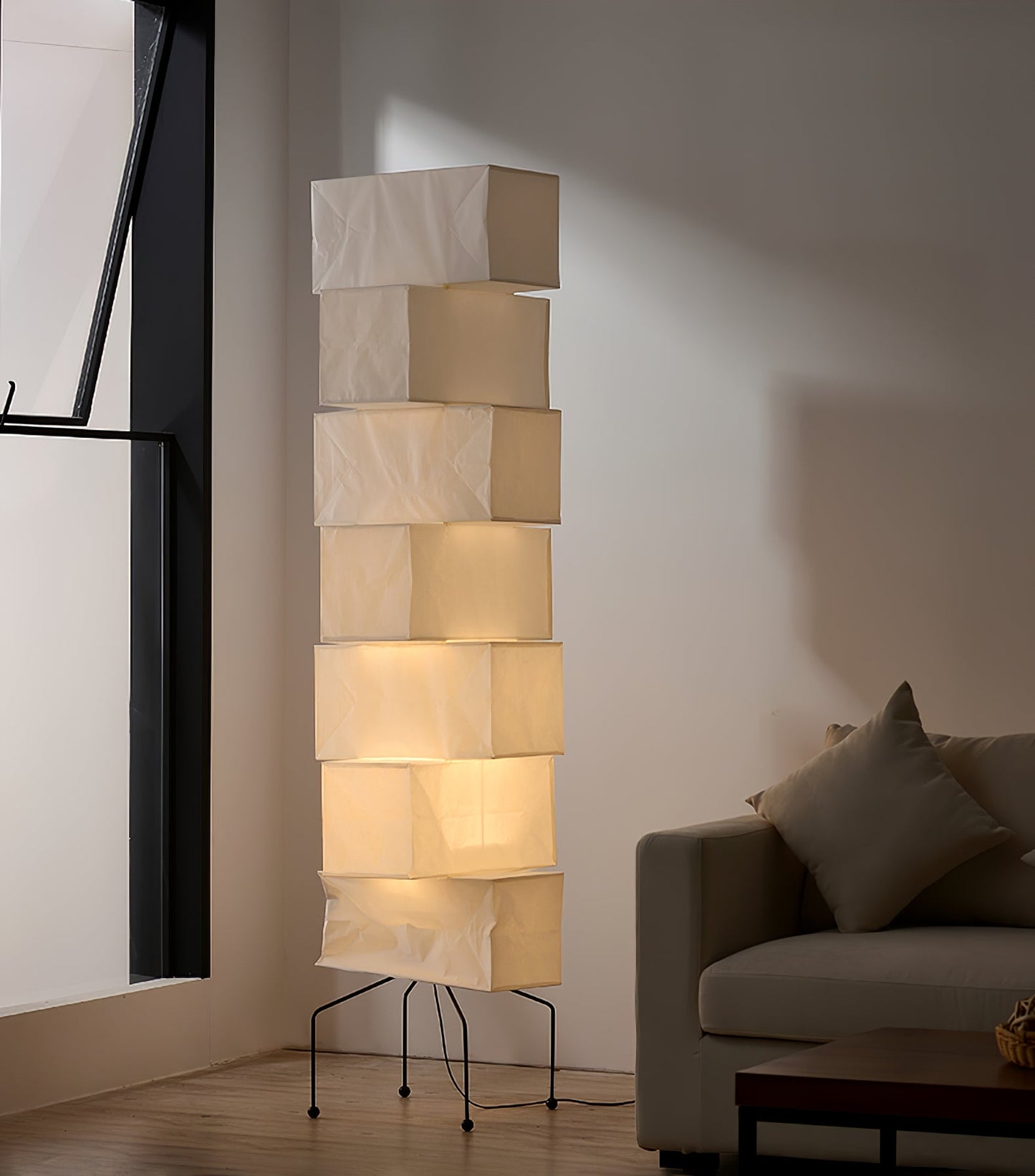 Lana Stacked Floor Lamp - Modern LED Lighting, White Shade