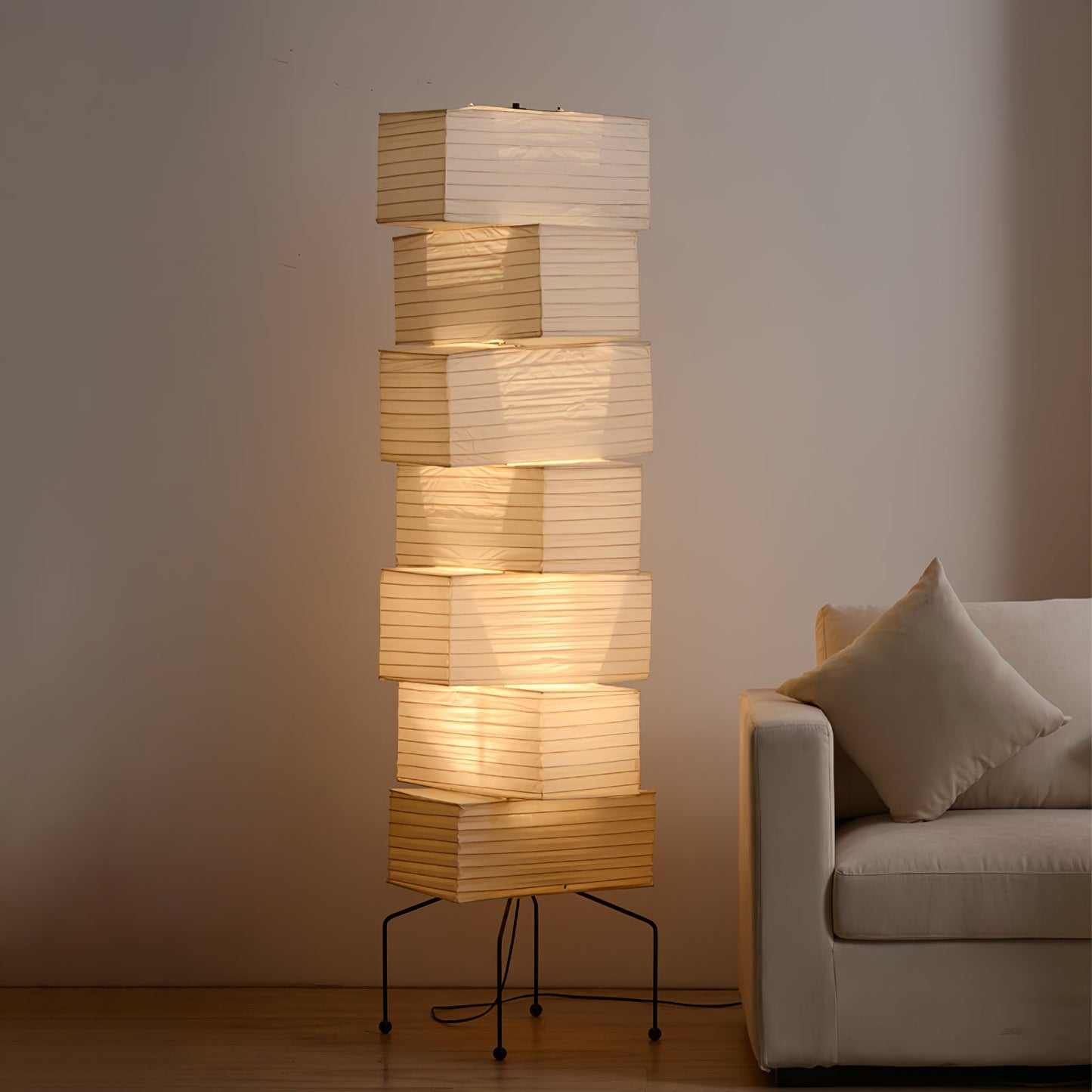 Lana Stacked Floor Lamp - Modern LED Lighting, White Shade
