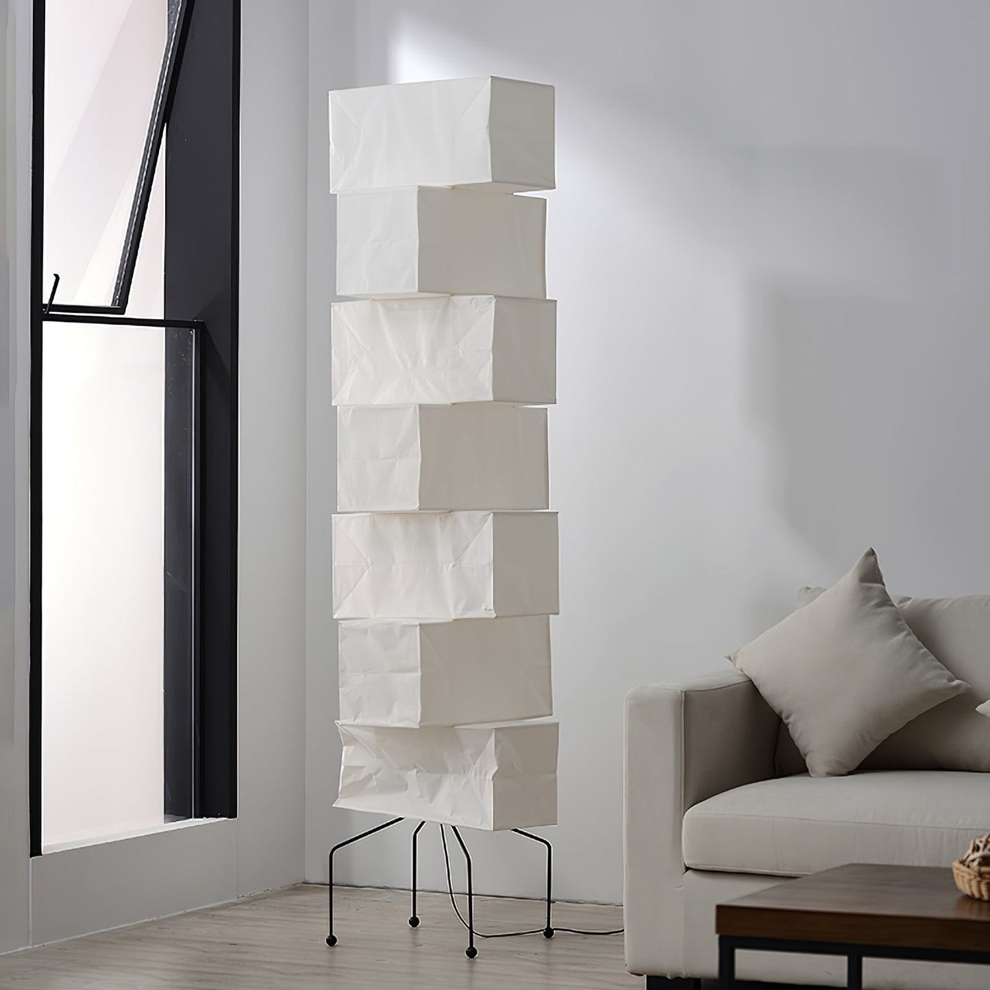 Lana Stacked Floor Lamp - Modern LED Lighting, White Shade