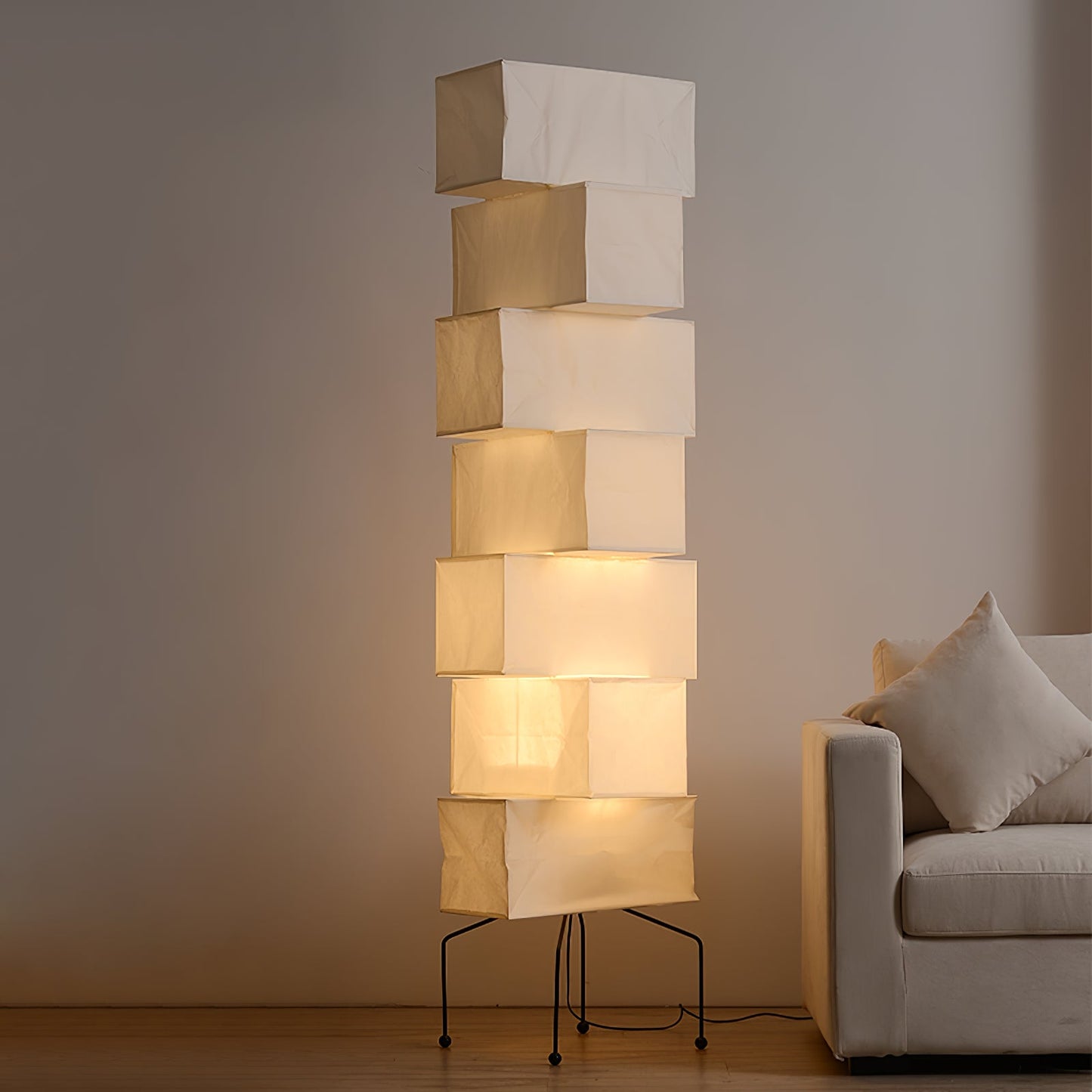 Lana Stacked Floor Lamp - Modern LED Lighting, White Shade