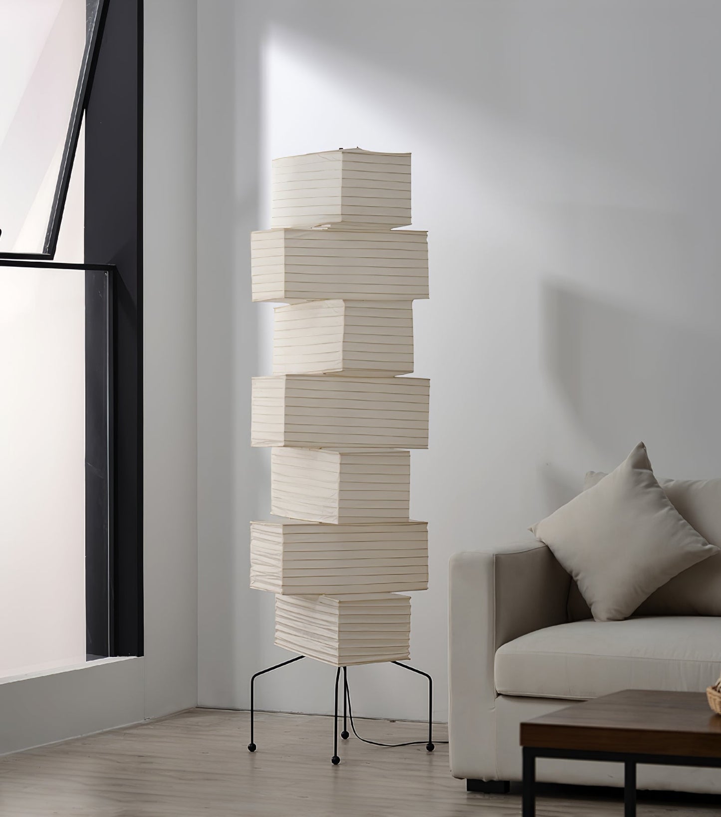 Lana Stacked Floor Lamp - Modern LED Lighting, White Shade
