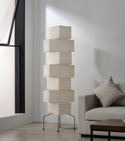 Lana Stacked Floor Lamp - Modern LED Lighting, White Shade