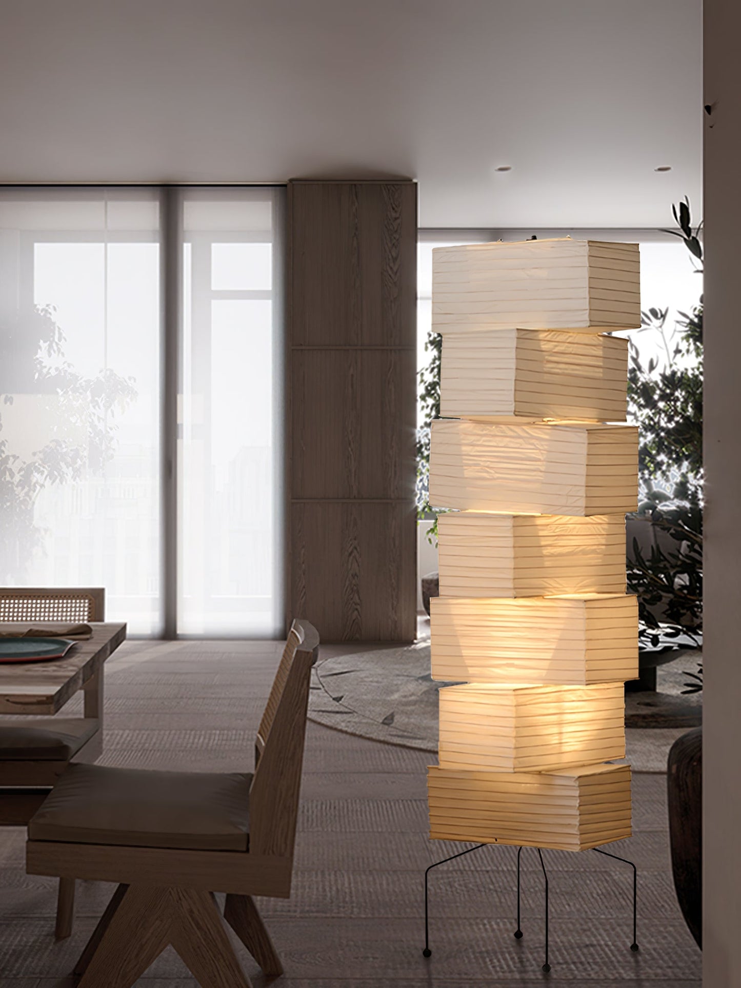 Lana Stacked Floor Lamp - Modern LED Lighting, White Shade