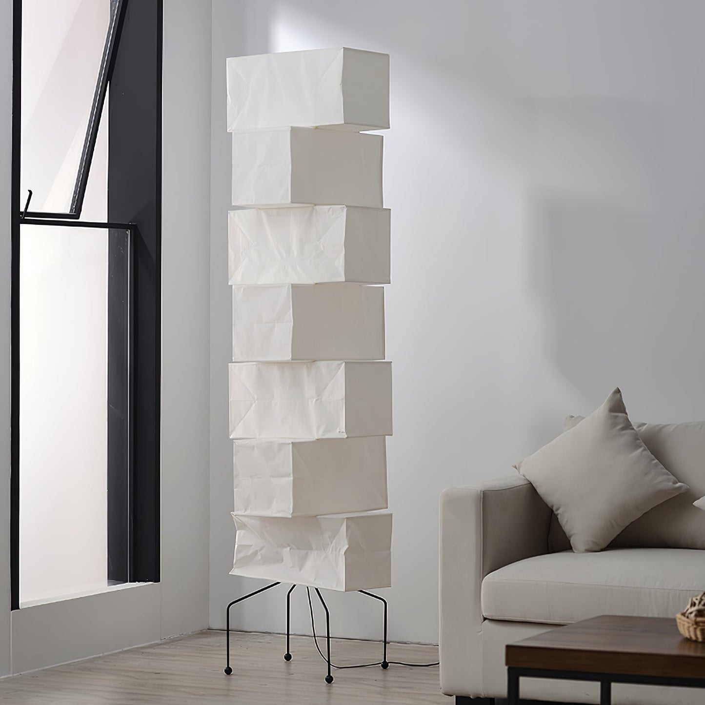 Lana Stacked Floor Lamp - Modern LED Lighting, White Shade