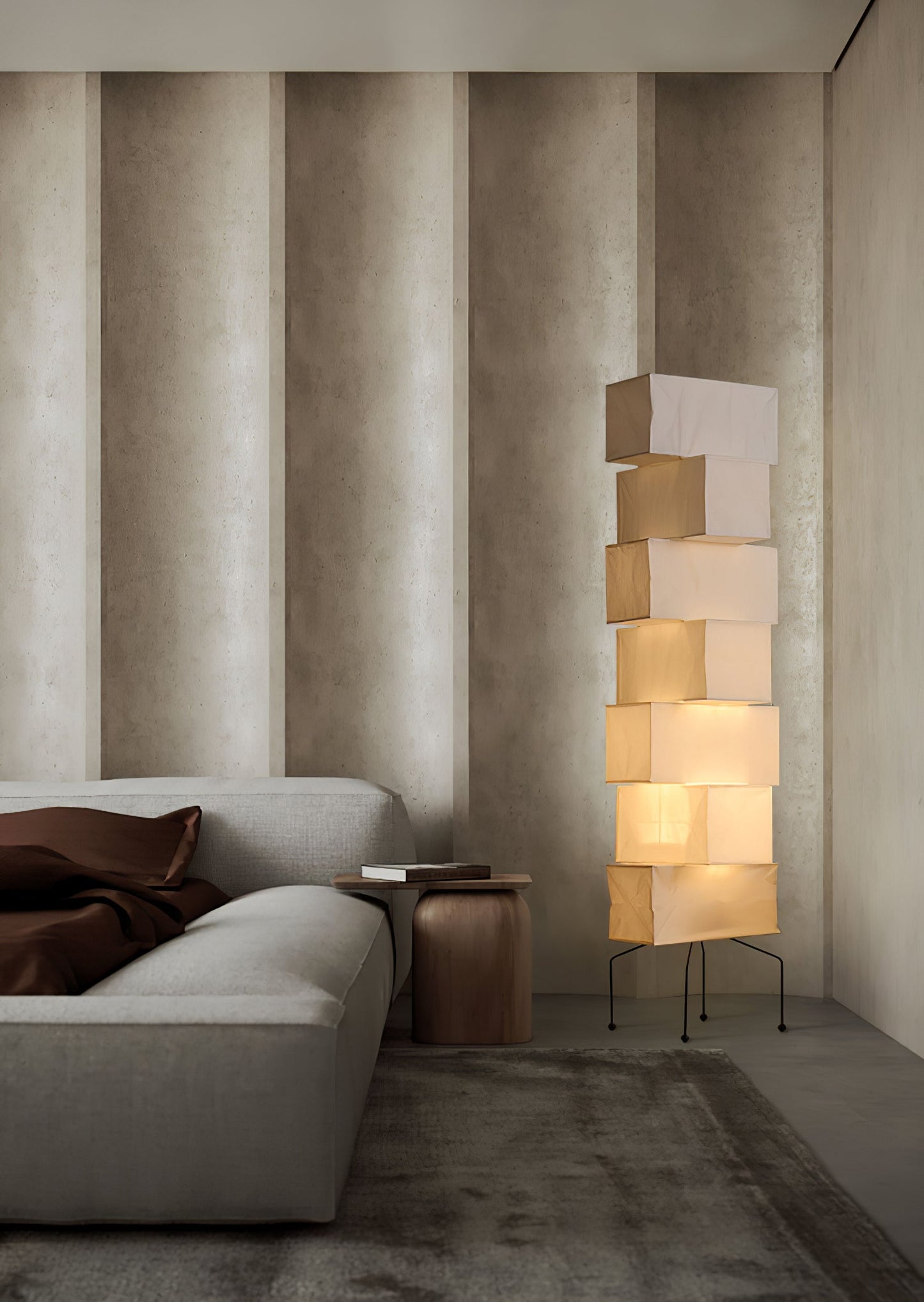Lana Stacked Floor Lamp - Modern LED Lighting, White Shade