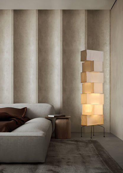 Lana Stacked Floor Lamp - Modern LED Lighting, White Shade